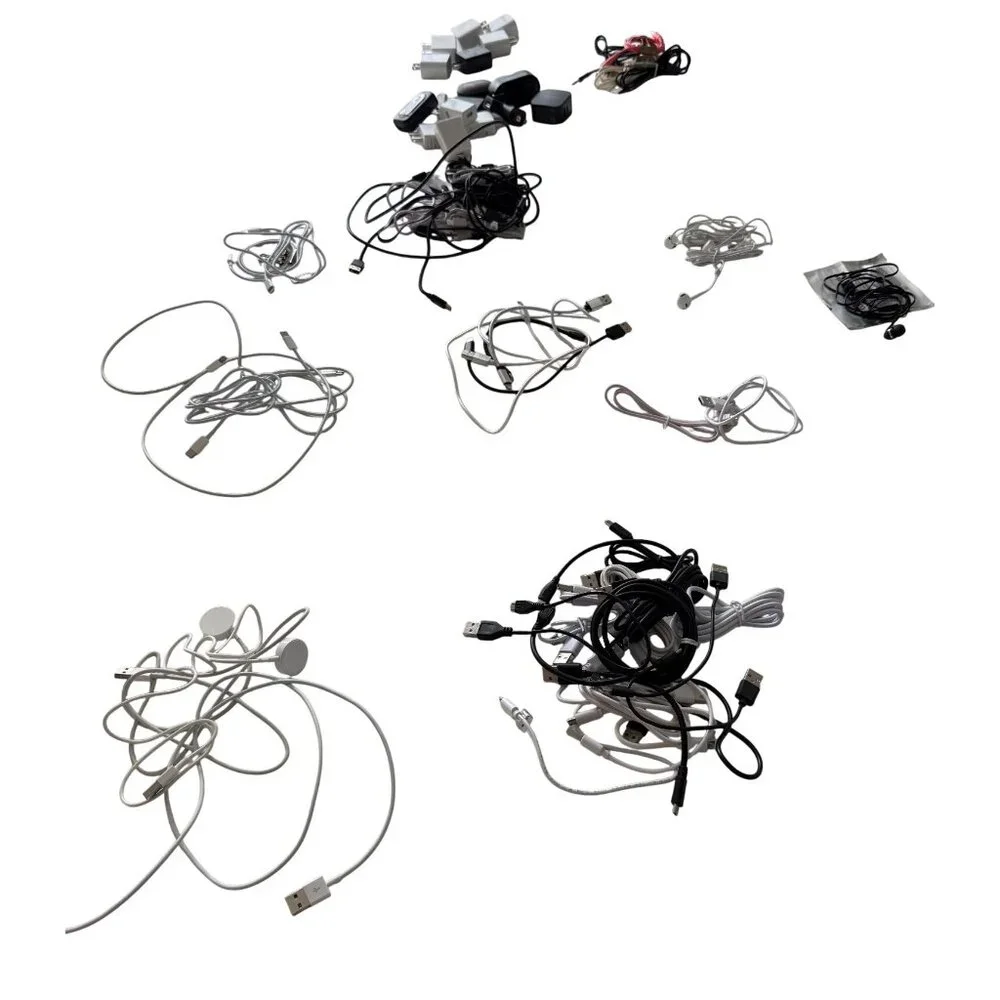 Mixed Lot Of USB Chargers Cables & Adapters For Electronics - Various Sizes & Br